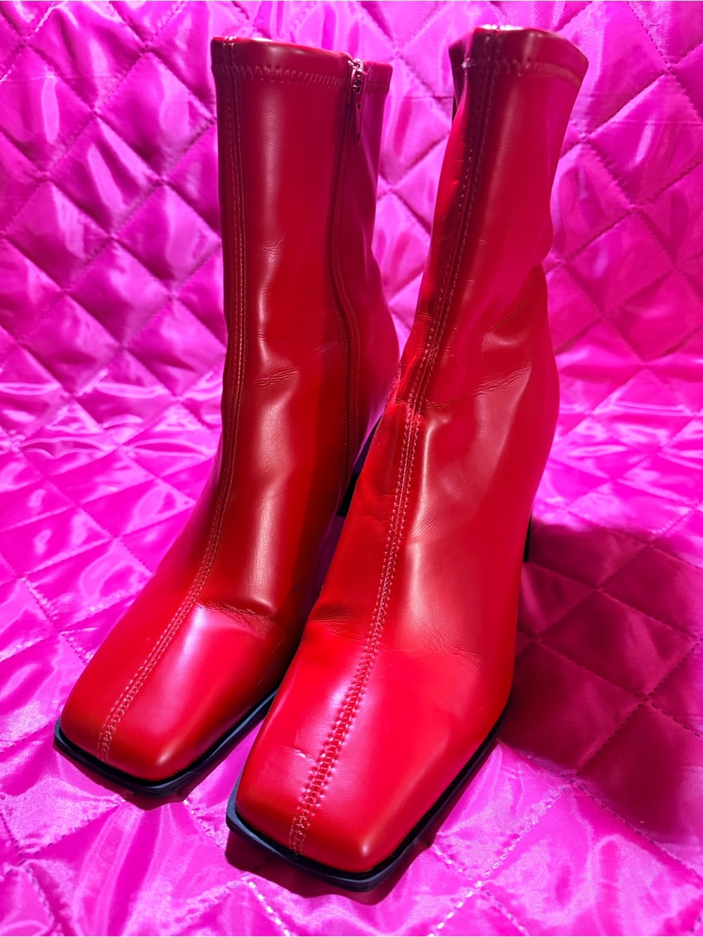 Gianni Bini Red Square-Toe Ankle Boots